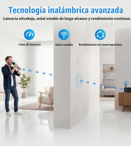 Vista 5 de Aveek Micrófono inalámbrico para karaoke, micrófono de karaoke recargable (trabajo 40 hs), para altavoz, máquina de karaoke, iglesia, discurso