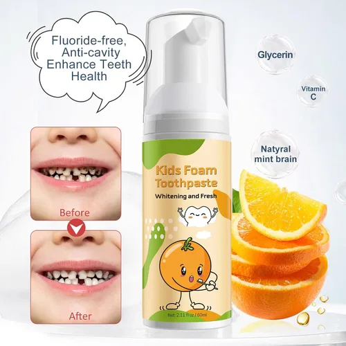 Vista 4 de Pasta de dientes de espuma para niños, 4 paquetes de pasta de dientes de espuma para cepillo de dientes eléctrico en forma de U, pasta de dientes