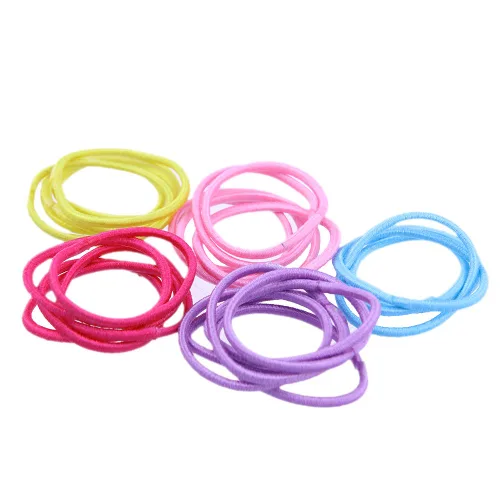 Vista 2 de Coobbar 100 piezas de lazos elásticos para el cabello para mujer, cuerdas para coleta de caballo (rojo)