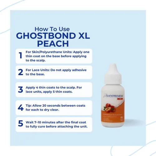 Vista 6 de GHOSTBOND XL Adhesivo para Reemplazo de Cabello - 1.3 oz - Pegamento Invisible para Peluca de Unión: Control Extra de Humedad - Resistente al Agua