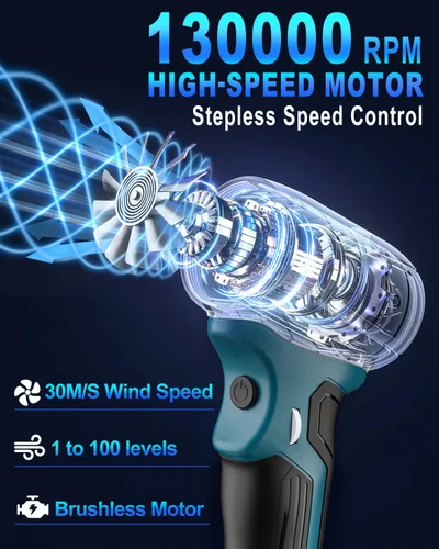 Vista 3 de Taingwei Soplador de polvo inalámbrico para batería Makita de 18 V, motor de alta velocidad, sin escobillas, 130,000 RPM, diseño ligero para hojas