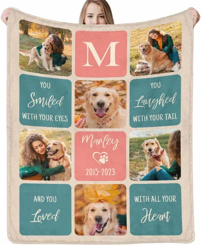 Vista 8 de Artsadd Manta conmemorativa personalizada con fotos para la pérdida de perros y gatos, manta conmemorativa personalizada, regalos de memoria amorosa