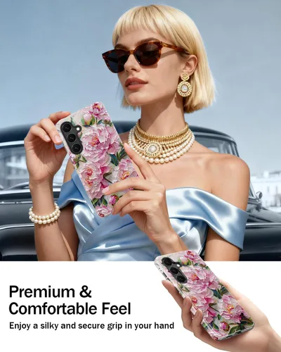 Vista 4 de DorisMax Funda para Samsung Galaxy S24 Plus, bonita funda floral estética