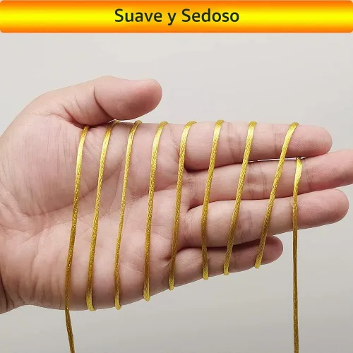 Vista 4 de Cuerda de cordón de nailon satinado de 2 mm (0.079 pulgadas) 330 pies para hacer joyas, pulseras, collares, hilo de abalorios, cola de rata