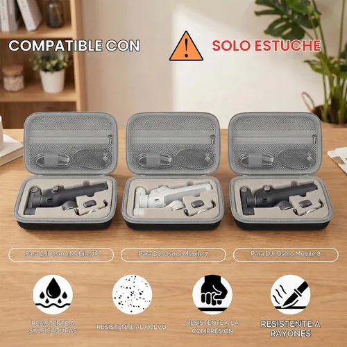 Vista 2 de Comecase Osmo Mobile 8/7P - Funda compatible con DJI OM 8/OM 7 Pro/7 Gimbal Stabilizer, bolsa de viaje con bolsillo de malla y acolchado de esponja