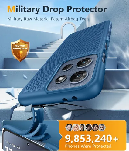Vista 1079 de FNTCASE Funda para iPhone 17 Pro: Fundas delgadas translúcidas de color azul claro compatibles con MagSafe, protección completa de la cámara