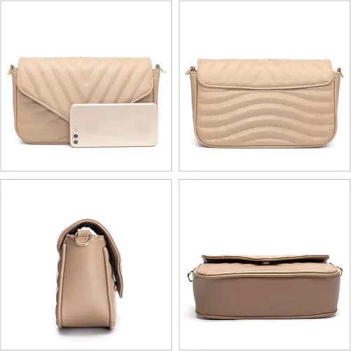 Vista 5 de Bolsos cruzados acolchados pequeños para mujer, elegantes bolsos de diseñador y bolsos con monedero, incluyendo bolsa de 2 tamaños, S