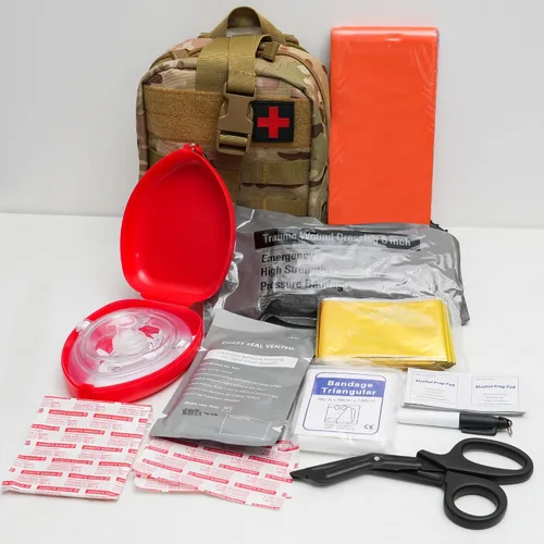 Vista 5 de Kit de primeros auxilios para trauma de emergencia, kit médico IFAK con torniquete, férula de 36 pulgadas, kit de control de sangrado