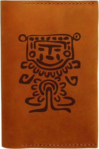 Vista 5 de Símbolos Mexicanos Hecho A Mano Cuero Genuino Pasaporte Funda HLT_01, Símbolo mexicano -1, Retro