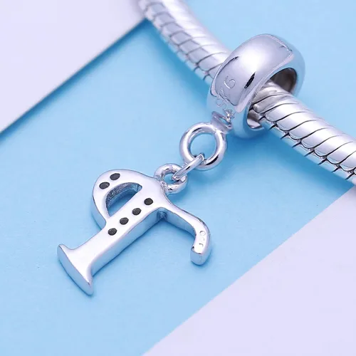 Vista 74 de ABUN Abalorio de plata de ley 925 con letra A a la Z, espaciador de inicial, con circonita cúbica transparete colgante, auténtica, para pulseras
