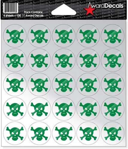 Vista 8 de Award Decals Cráneo y hueso cruzado (negro sobre transparente)
