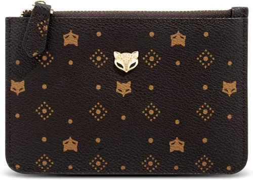 Vista 2 de FOXLOVER Cartera pequeña de cuero de PVC para mujer, con bloqueo RFID, bolsillo compacto con cremallera, cartera delgada con ventana