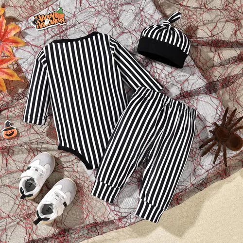 Vista 7 de HIHA Conjunto de 3 piezas de ropa de Halloween de manga larga para bebés, niños y niñas