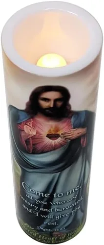 Vista 9 de Vela de oración devocional sin llama LED Sagrado Corazón de Jesús