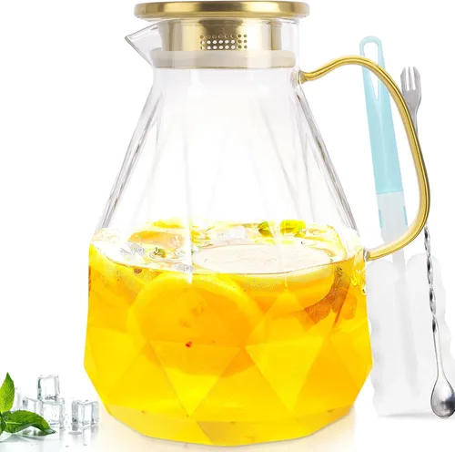 Vista 12 de Jarra de vidrio, jarra de agua de 74.4 oz con tapa