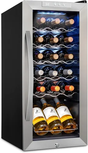 Vista 16 de Schmecke - Refrigerador de vino con compresor de 34 botellas con cerradura Gran bodega independiente Refrigerador de vino digital 41f-64f