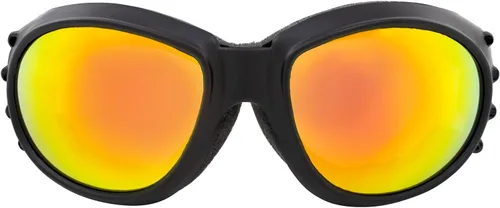 Vista 4 de Birdz 2 pares de gafas de equitación deportivas Eagle negro mate acolchadas con lente reflectante azul/naranja ReflecTech