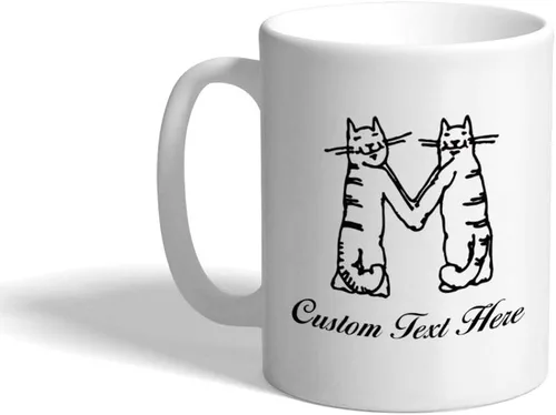 Vista 7 de M Cats - Taza de cerámica personalizada con monograma inicial con letra M, 11 onzas