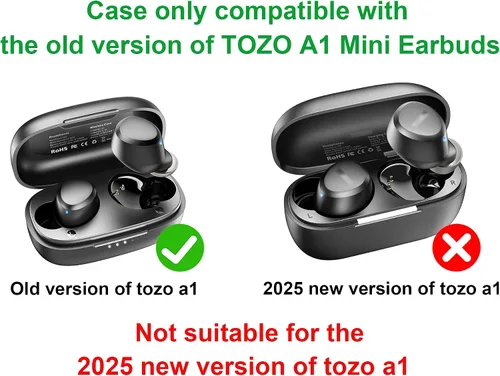 Vista 2 de LEFXMOPHY Funda de repuesto para auriculares inalámbricos TOZO A1 Mini (no compatible con la versión 2024 2025), funda protectora de silicona negra