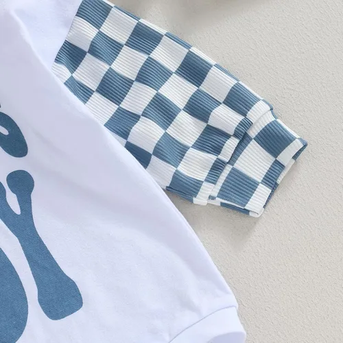 Vista 4 de Socutebabe Ropa de otoño para bebé niño, manga larga, sudadera con capucha de tablero de ajedrez, sudadera con capucha para mamá