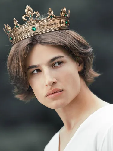 Vista 3 de SWEETV King Crown, Medieval Crown for Men, Men's Headband Prince Estilo 2: oro+verde