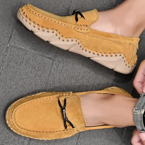 Vista 8 de LUODENGLANG Mens Casual Leather Fashion Slip On Loafers Shoes Moccasins Driving Shoes Hand-Made Dress Shoes Soft