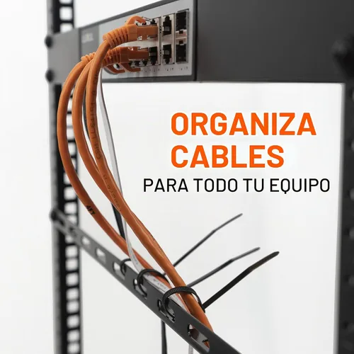 Vista 2 de ECHOGEAR Kit de barra de acoplamiento de gestión de cables para rack, incluye 4 barras de amarre de 1U, 24 bridas de cremallera, 8 tuercas de jaula