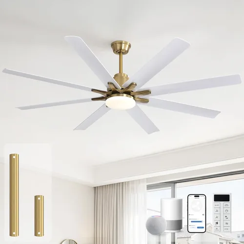 Vista 11 de Sofucor - Ventiladores de techo de 52 pulgadas con luces, ventilador de techo inteligente para interior/exterior con control remoto, funciona