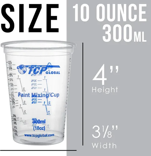 Vista 3 de TCP Global Vasos mezcladores de plástico graduados de 10 oz