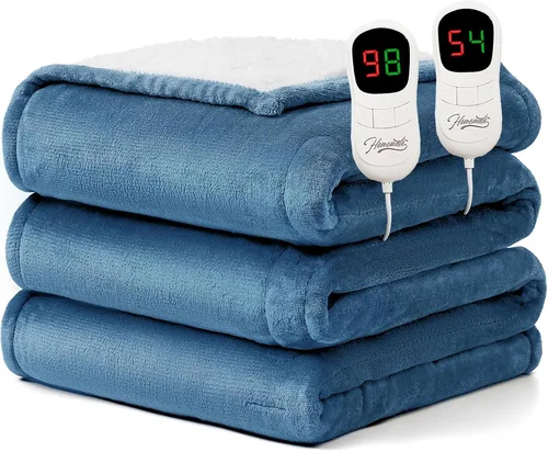 Vista 37 de Homemate Heated Blanket Electric Throw 50"x60" Heating Blanket ETL Cert 02 - Navy Blue