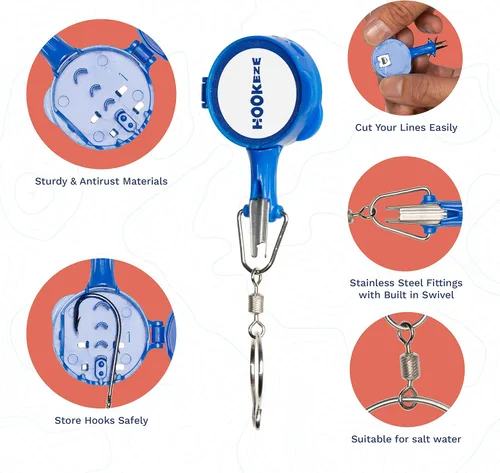 Vista 2 de Herramienta de atado de nudos de gancho HOOK-EZE Protección contra ganchos de peces Ata nudos de pesca fácilmente Gadgets geniales