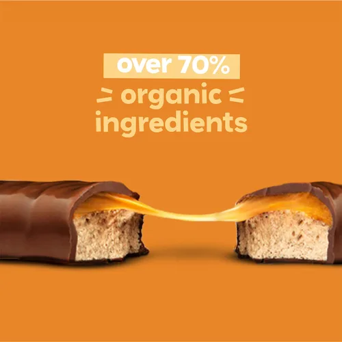 Vista 3 de UNREAL Barras de turrón de cacahuete y caramelo de chocolate oscuro, 70% ingredientes orgánicos, comercio justo, sin OMG, sin jarabe de maíz