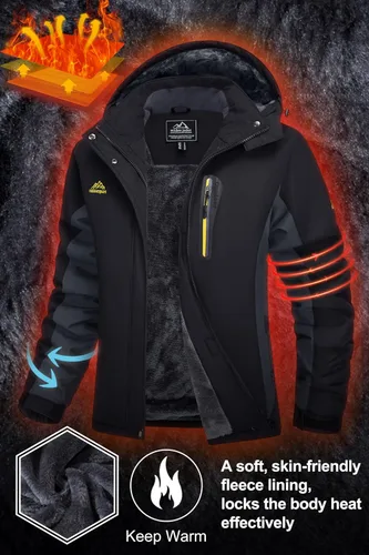 Vista 4 de MAGCOMSEN Chaquetas de esquí para mujer, resistentes al agua, aisladas, a prueba de viento, forro polar, abrigos de invierno con capucha