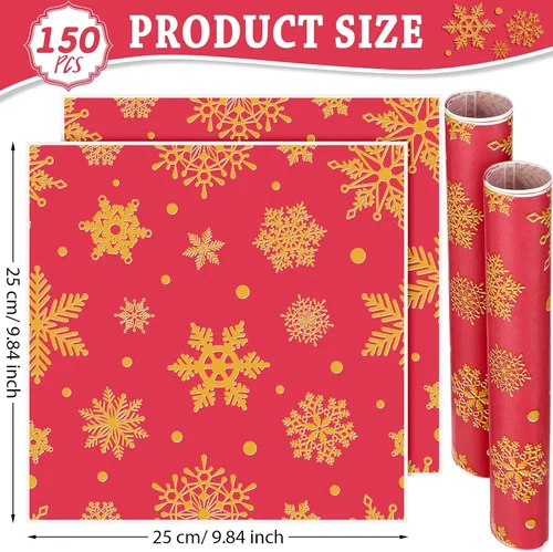 Vista 2 de Yahenda 150 piezas de papel de cera de Navidad, copos de nieve, otoño, Acción de Gracias, decorativo, impermeable, para panadería, resistente a