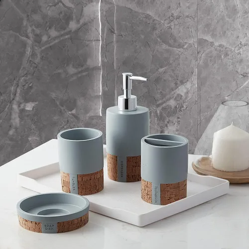 Vista 57 de Marina Decoration Juego de accesorios de baño de 4 piezas de decoración moderna de lujo, incluye dispensador de loción de jabón líquido para baño