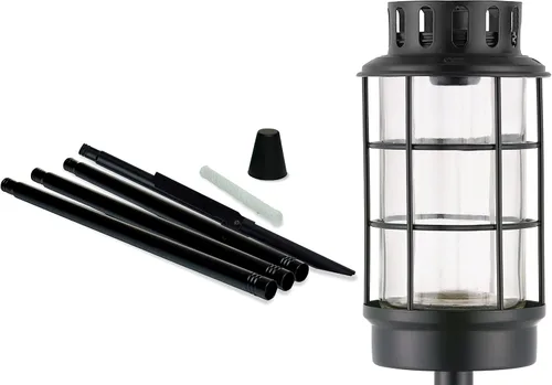 Vista 5 de TIKI Linterna de cristal para exteriores – Antorcha decorativa resistente a la intemperie para patio, jardín y patio trasero con poste de altura
