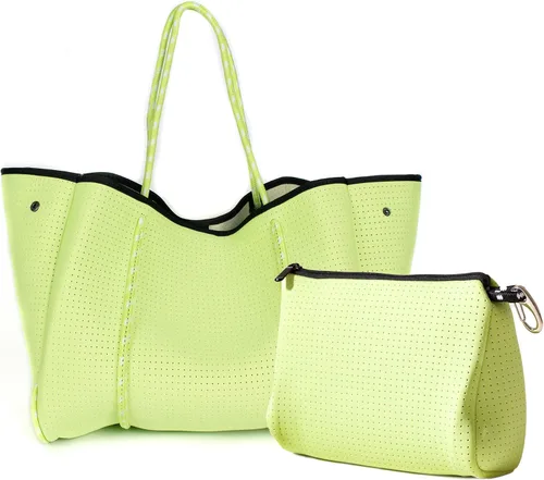 Vista 40 de POPUPS Bolso grande de neopreno para mujer - Bolso de mano de diseñador para todos los días, para el trabajo, la playa y viajes con bolsillos