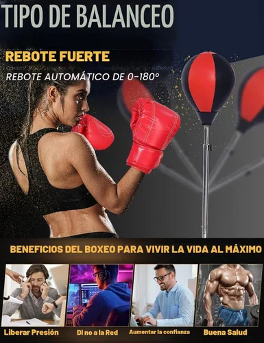 Vista 5 de Punching Bag for Adults with Stand, Speed Boxing Reflex Bag