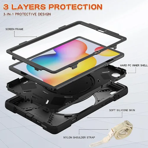Vista 7 de Funda para Galaxy Tab S6 Lite de 10.4 pulgadas 2024/2020/2022 (SM-P620/P625/P610/P615/P613/P619), Funda Protectora de Servicio Pesado con Soporte
