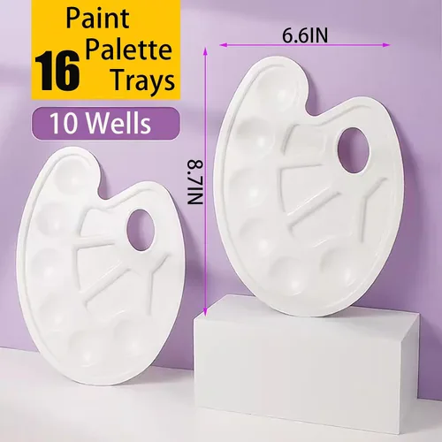 Vista 5 de Cedilis Juego de 96 pinceles de pintura, 80 pinceles y 16 bandejas de paleta de pintura para óleo, acuarela, pintura acrílica, niños, estudiantes