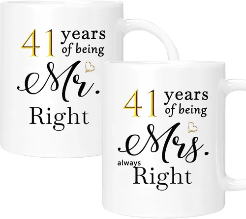 Vista 28 de Juego de 2 tazas de café para el 10º aniversario, regalos de boda para parejas, padres, hombres, mujeres, marido, esposa, él, ella, caja de regalo