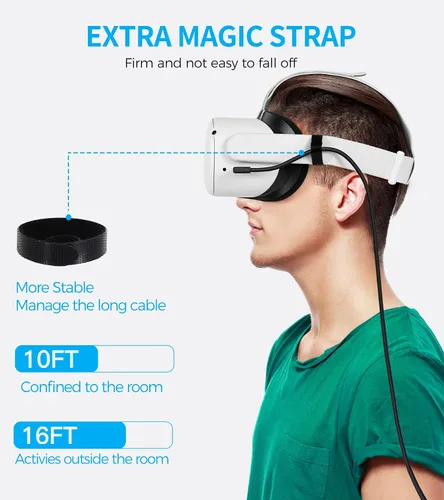 Vista 6 de YRXVW Cable de enlace de 10 pies para Oculus Quest 2Pro, cable de enlace para juegos de PC y vapor, cable de transferencia de datos de alta
