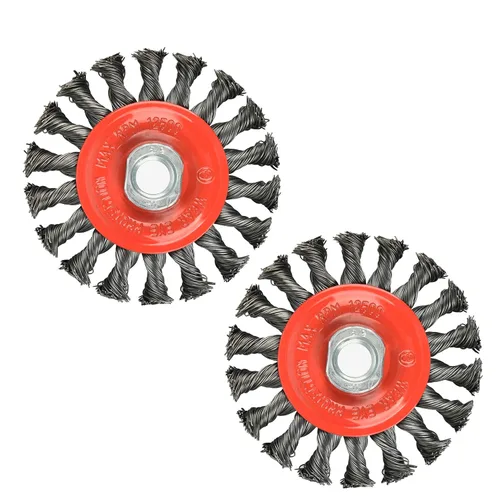 Vista 30 de A A IN Paquete de 2 ruedas de alambre para amoladora angular, cepillo de rueda de alambre de 3 pulgadas con eje roscado de 5/8"-11 para amoladora