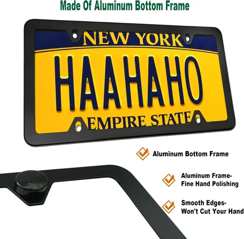 Vista 3 de Aootf Kit de Montaje de Placa de Matrícula Delantera - Soporte de Placa de Matrícula y Portaplaca de Automóvil de Aluminio Negro que se Ajusta sin