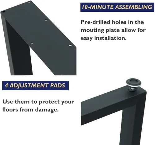 Vista 5 de Juego de 4 patas de metal para mesa de comedor de 28 pulgadas, patas de escritorio con marco en X de acero resistente con patas ajustables