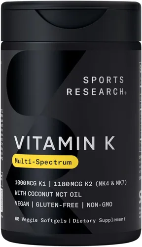 Vista 11 de 100 Microgramos de la vitamina K2 (como MK7) con aceite de coco orgánico para una mejor absorción, con MenaQ7 clínicamente probada y formulado sin