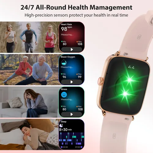 Vista 5 de Reloj inteligente para mujer, nuevo smartwatch 2025 (contestar/hacer llamadas) para iPhone/Android, pantalla HD dinámica de 4.7 cm, rastreador