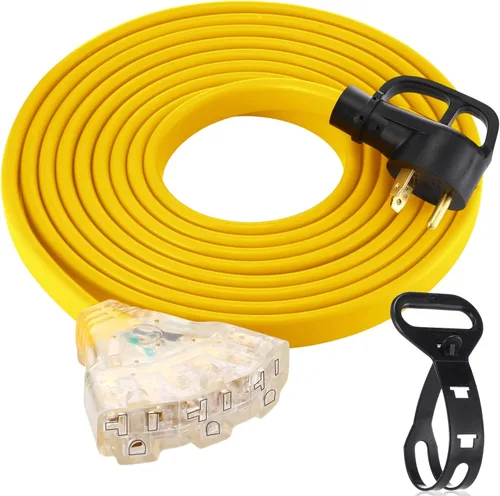Vista 19 de Tellegloww Cable generador plano para RV NEMA TT-30p a 3X 5-20R/5-15R de 10 Negro