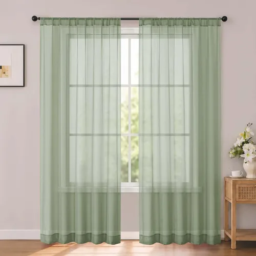 Vista 59 de OWENIE White Sheer Curtains 96 Inches Long 2 Panels for Living Room 52 Wide