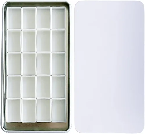 Vista 15 de FCLUB Paleta de latas de acuarela con 20 bandejas vacías completas con rayas magnéticas DIY tu kit de acuarela de viaje